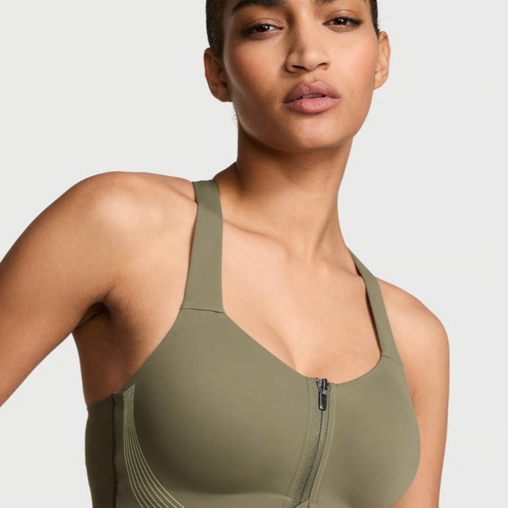 Victoria's Secret Olive Front-Zip Sports Bra 36D